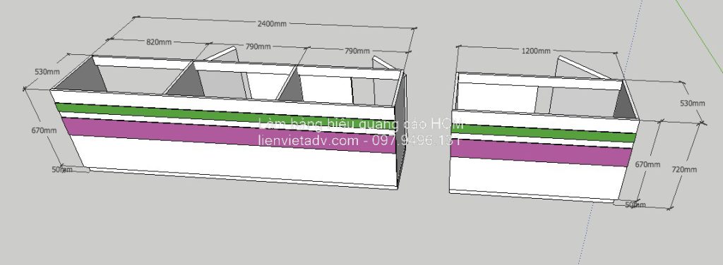 Lên thiết kế các mẫu quầy kệ, bảng hiệu quảng cáo cho siêu thị